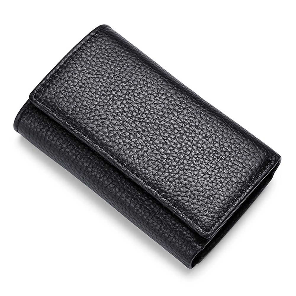 Cowhide Key Holder - Car Key Loop Wallet Slim Keychain Pouch - Practical Key Organizer for Men & Women (black) - Image 1