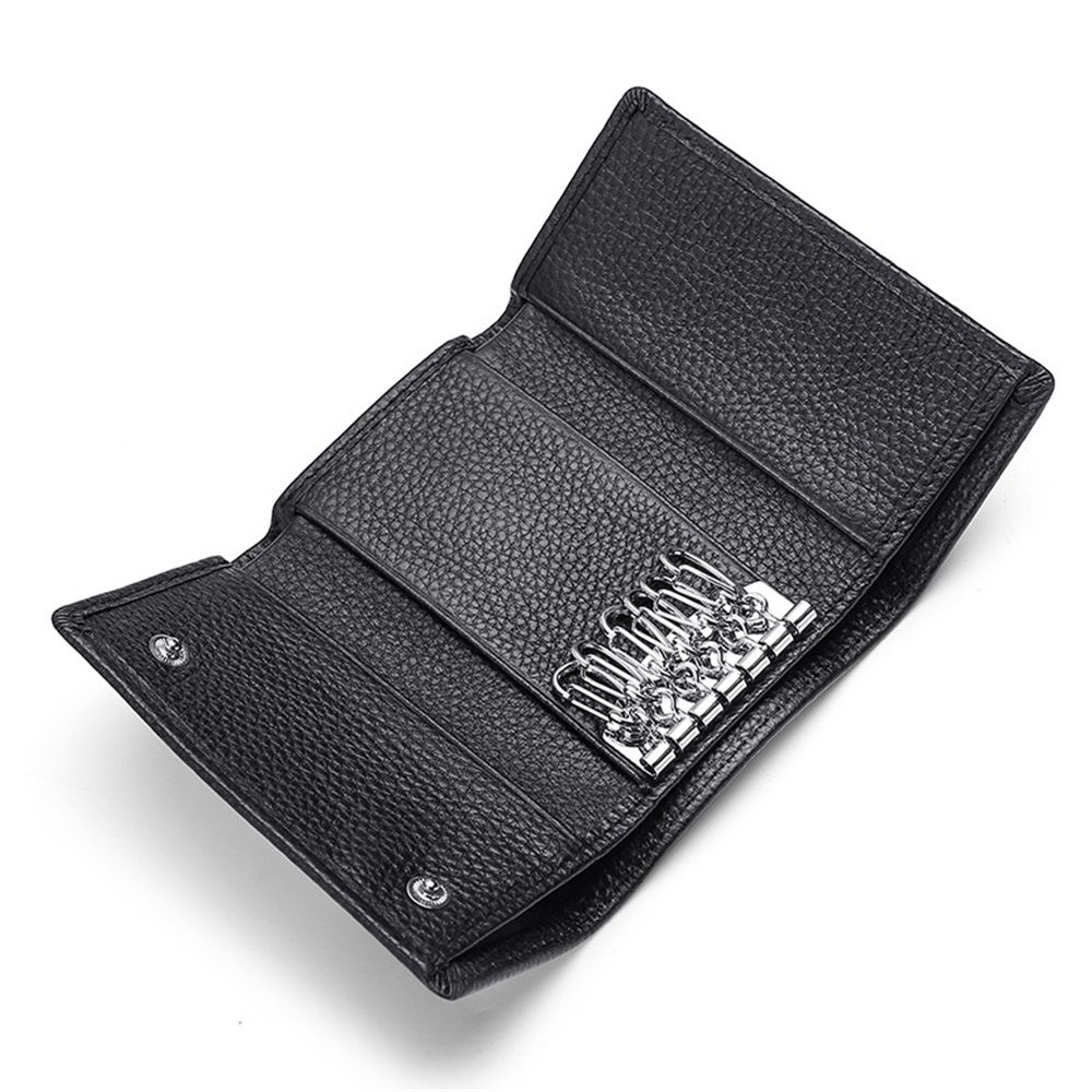 Cowhide Key Holder - Car Key Loop Wallet Slim Keychain Pouch - Practical Key Organizer for Men & Women (black) - Image 2