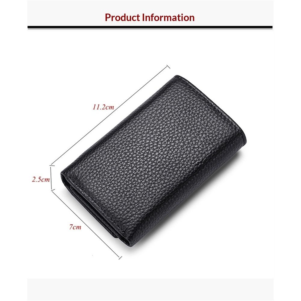 Cowhide Key Holder - Car Key Loop Wallet Slim Keychain Pouch - Practical Key Organizer for Men & Women (black) - Image 4