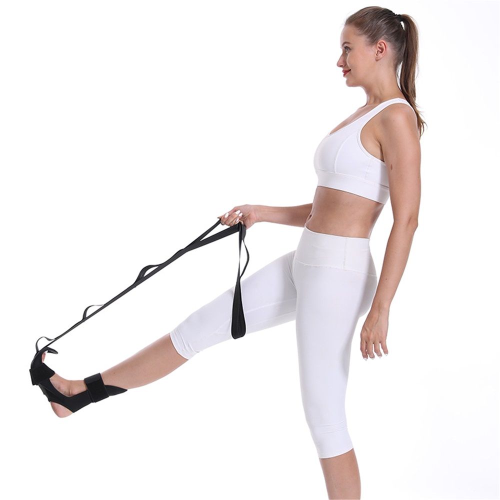 Foot and Calf Stretcher-Stretching Strap For Plantar Fasciitis, Heel Spurs, Foot Drop, Achilles Tendonitis & Hamstring. Yoga Foot & Leg Stretch Strap (Black) - Image 2