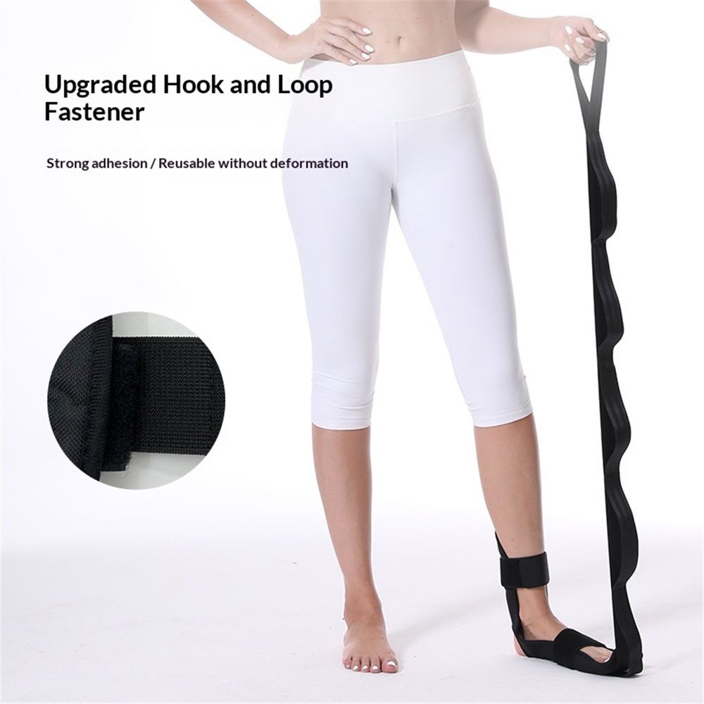 Foot and Calf Stretcher-Stretching Strap For Plantar Fasciitis, Heel Spurs, Foot Drop, Achilles Tendonitis & Hamstring. Yoga Foot & Leg Stretch Strap (Black) - Image 3