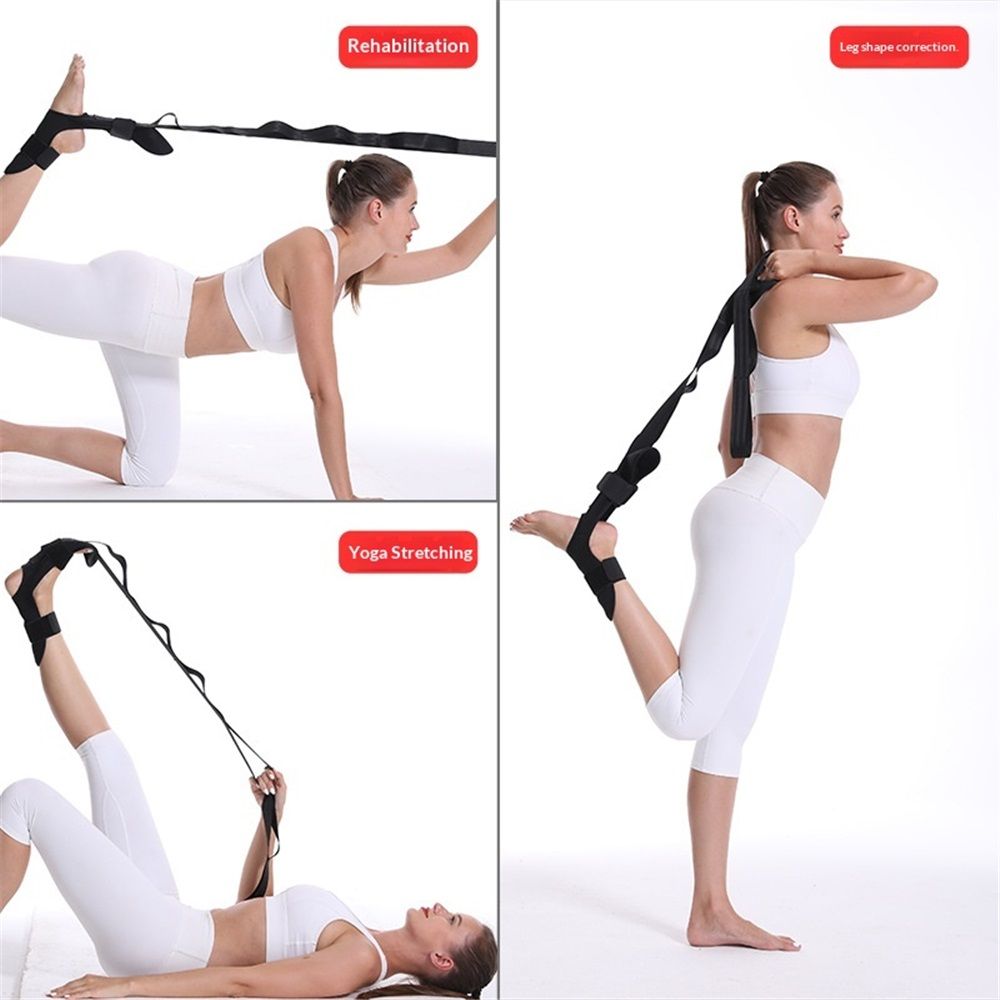 Foot and Calf Stretcher-Stretching Strap For Plantar Fasciitis, Heel Spurs, Foot Drop, Achilles Tendonitis & Hamstring. Yoga Foot & Leg Stretch Strap (Black) - Image 5