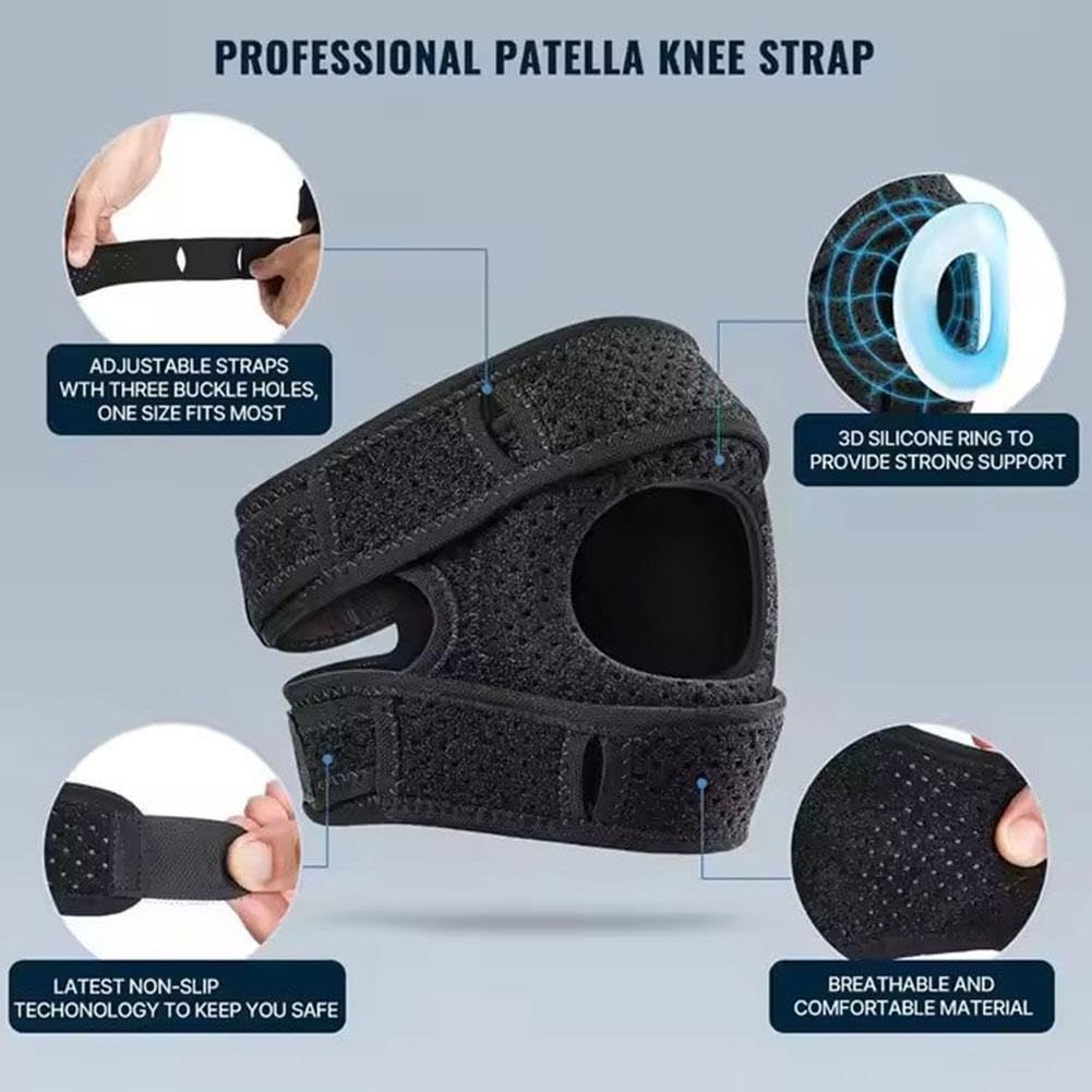 Knee Brace,With Padding,2 PCS Knee Brace for Women Men ,Pain Relief Adjustable Patellar Tendon Support Sleeves Brace Knee Joint Strap for Hiking,Tennis,Running,Football,Injury Recover(Black,S/M) - Image 2