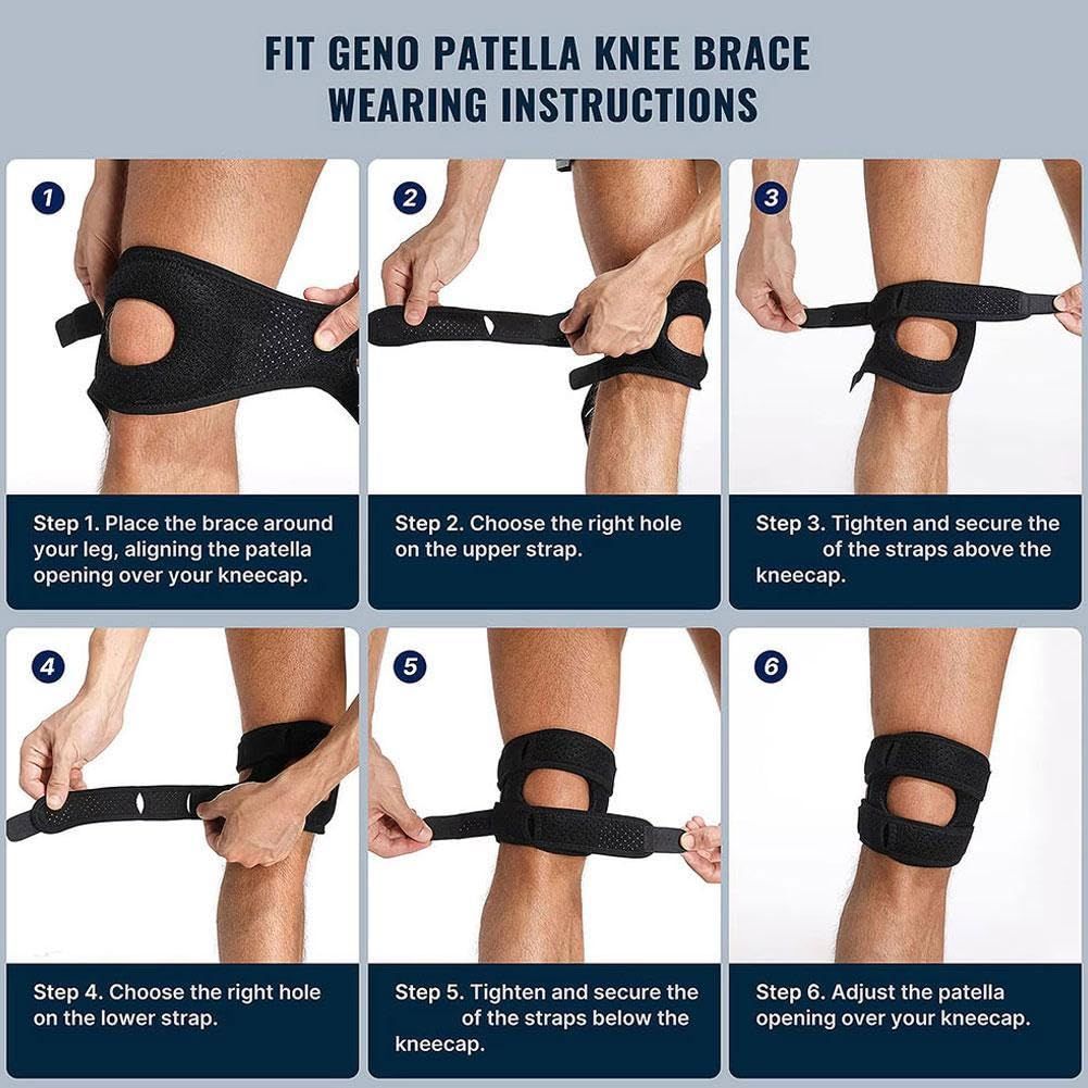 Knee Brace,With Padding,2 PCS Knee Brace for Women Men ,Pain Relief Adjustable Patellar Tendon Support Sleeves Brace Knee Joint Strap for Hiking,Tennis,Running,Football,Injury Recover(Black,S/M) - Image 3