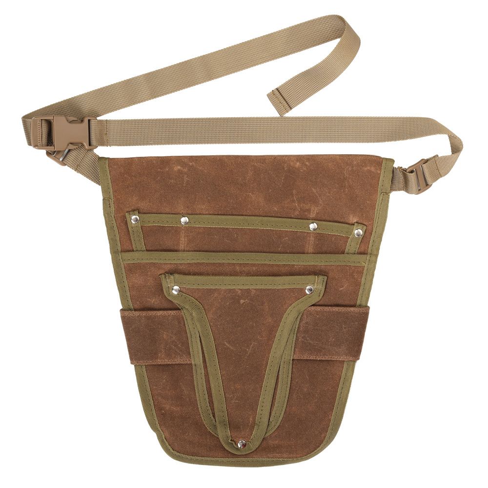 Garden Tool Belt, Brown, Multi-Pocket, Adjustable, Canvas, 28.5cm x 30cm, for Women Men Gardeners Florist - Image 1