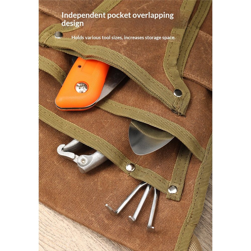 Garden Tool Belt, Brown, Multi-Pocket, Adjustable, Canvas, 28.5cm x 30cm, for Women Men Gardeners Florist - Image 4