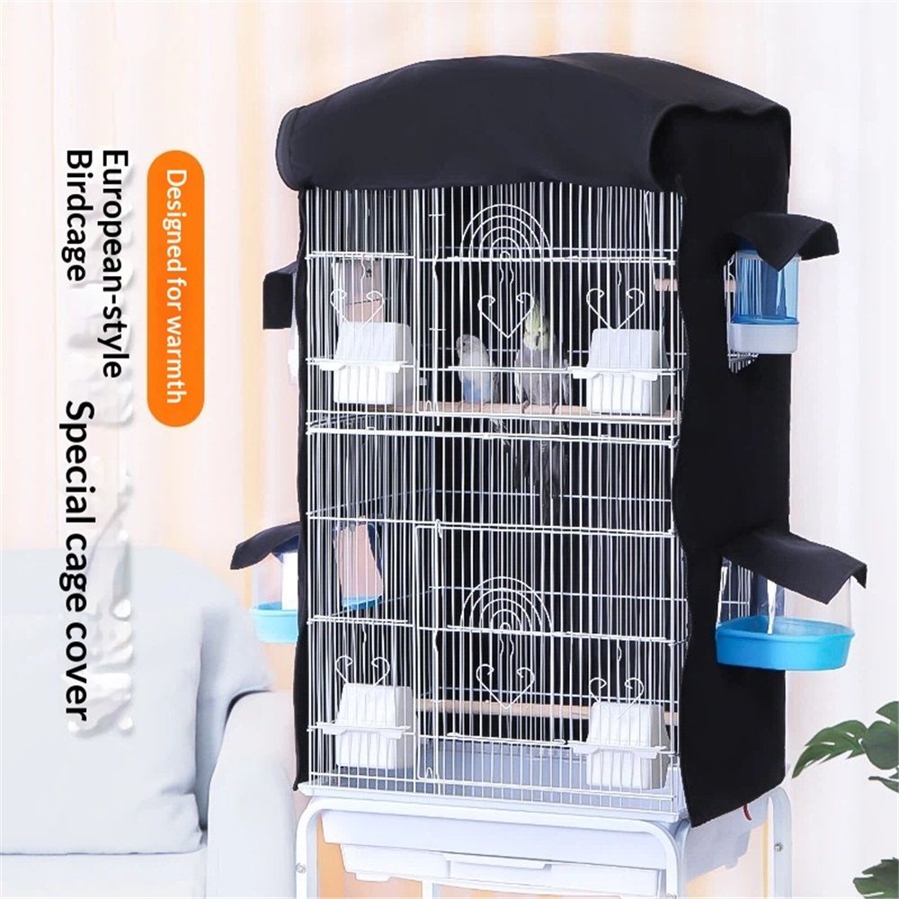 Bird Cage Cover for Night - Black Birdcage Cover with 4 Access Windows -Insulated Birdcage Cover with Dust Protection- Fits Parakeet, Cockatiel & Medium Cages - Image 2