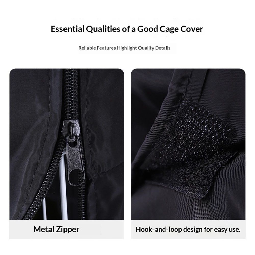 Bird Cage Cover for Night - Black Birdcage Cover with 4 Access Windows -Insulated Birdcage Cover with Dust Protection- Fits Parakeet, Cockatiel & Medium Cages - Image 3