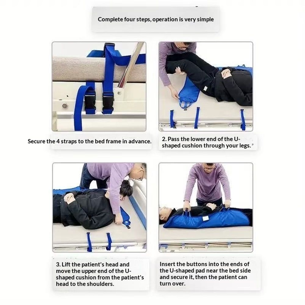 U-Shaped Positioning Sheet - Transfer Sheet for Turning and Repositioning, Multipurpose Bed Pad with Reinforced Handles, Turning Device for Elderly, Bed Patients - Image 3