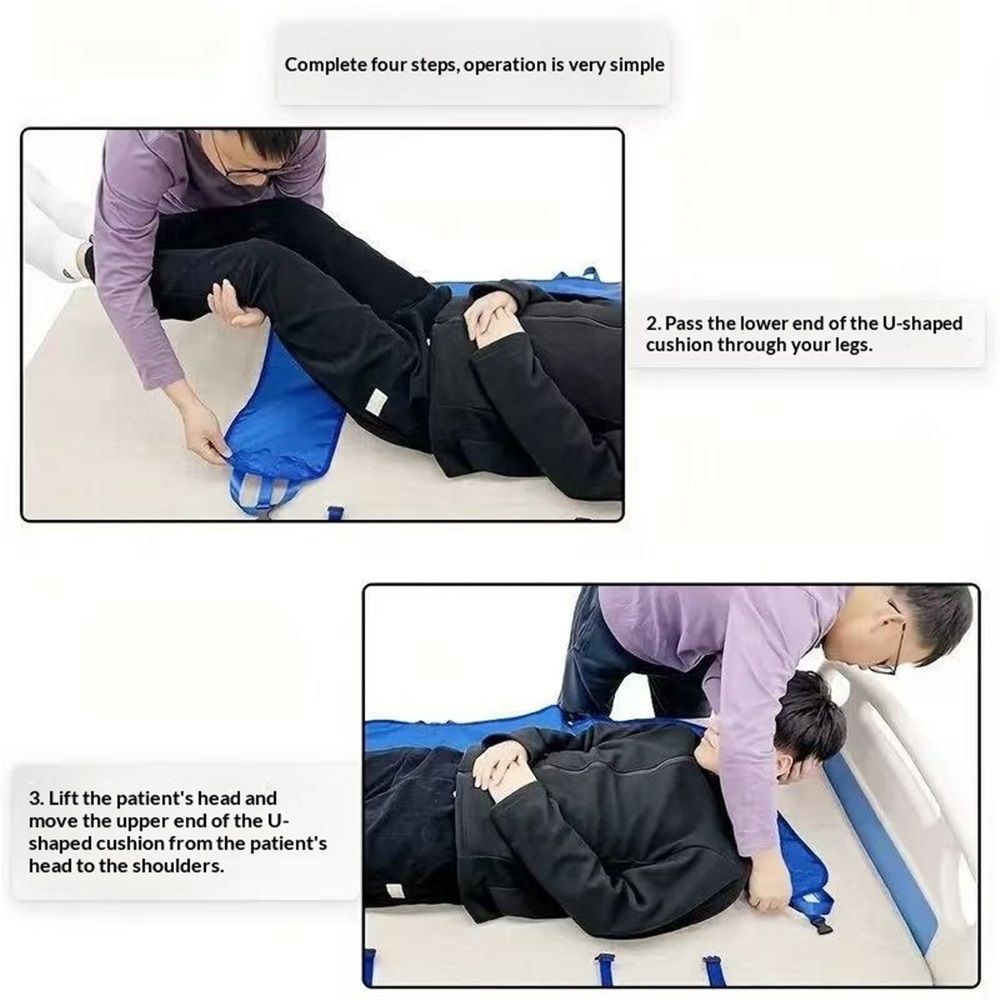 U-Shaped Positioning Sheet - Transfer Sheet for Turning and Repositioning, Multipurpose Bed Pad with Reinforced Handles, Turning Device for Elderly, Bed Patients - Image 4