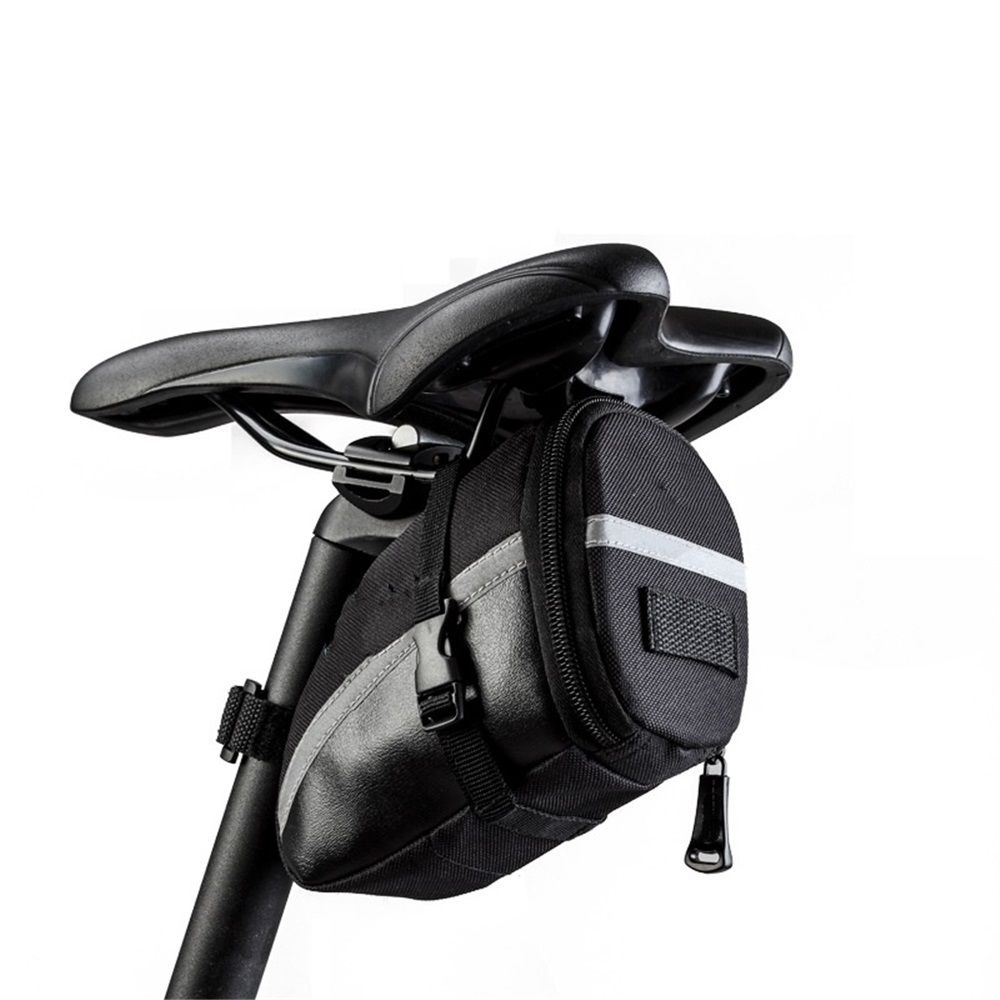 Bike Saddle Seat Bag – 1.2L Bicycle Saddle Bag Keep Bike Accessories – Bike Under Seat Pack for Essentials – Quick Release Bike Pouch – Reflective Stripes for Mountain Road Bikes - Image 1