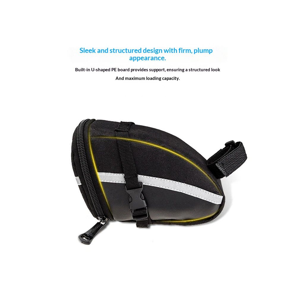Bike Saddle Seat Bag – 1.2L Bicycle Saddle Bag Keep Bike Accessories – Bike Under Seat Pack for Essentials – Quick Release Bike Pouch – Reflective Stripes for Mountain Road Bikes - Image 2