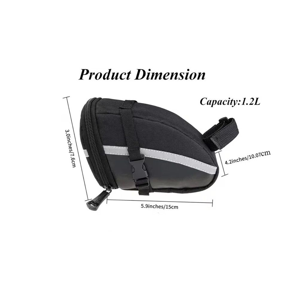 Bike Saddle Seat Bag – 1.2L Bicycle Saddle Bag Keep Bike Accessories – Bike Under Seat Pack for Essentials – Quick Release Bike Pouch – Reflective Stripes for Mountain Road Bikes - Image 3