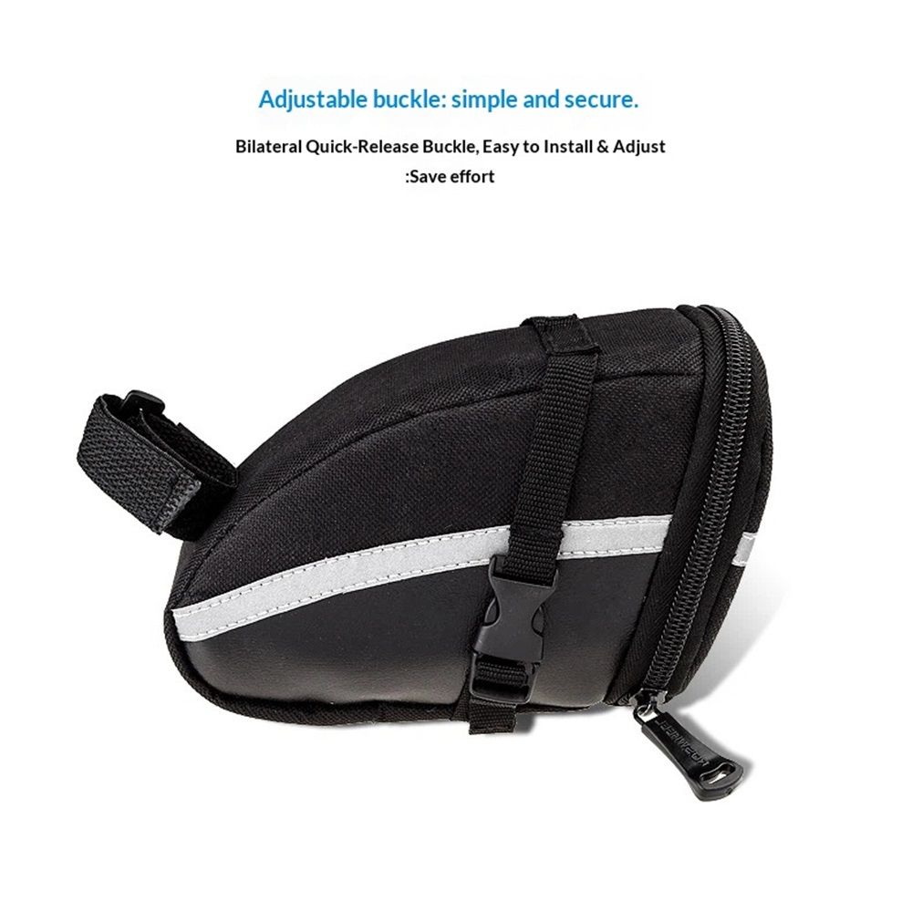 Bike Saddle Seat Bag – 1.2L Bicycle Saddle Bag Keep Bike Accessories – Bike Under Seat Pack for Essentials – Quick Release Bike Pouch – Reflective Stripes for Mountain Road Bikes - Image 5