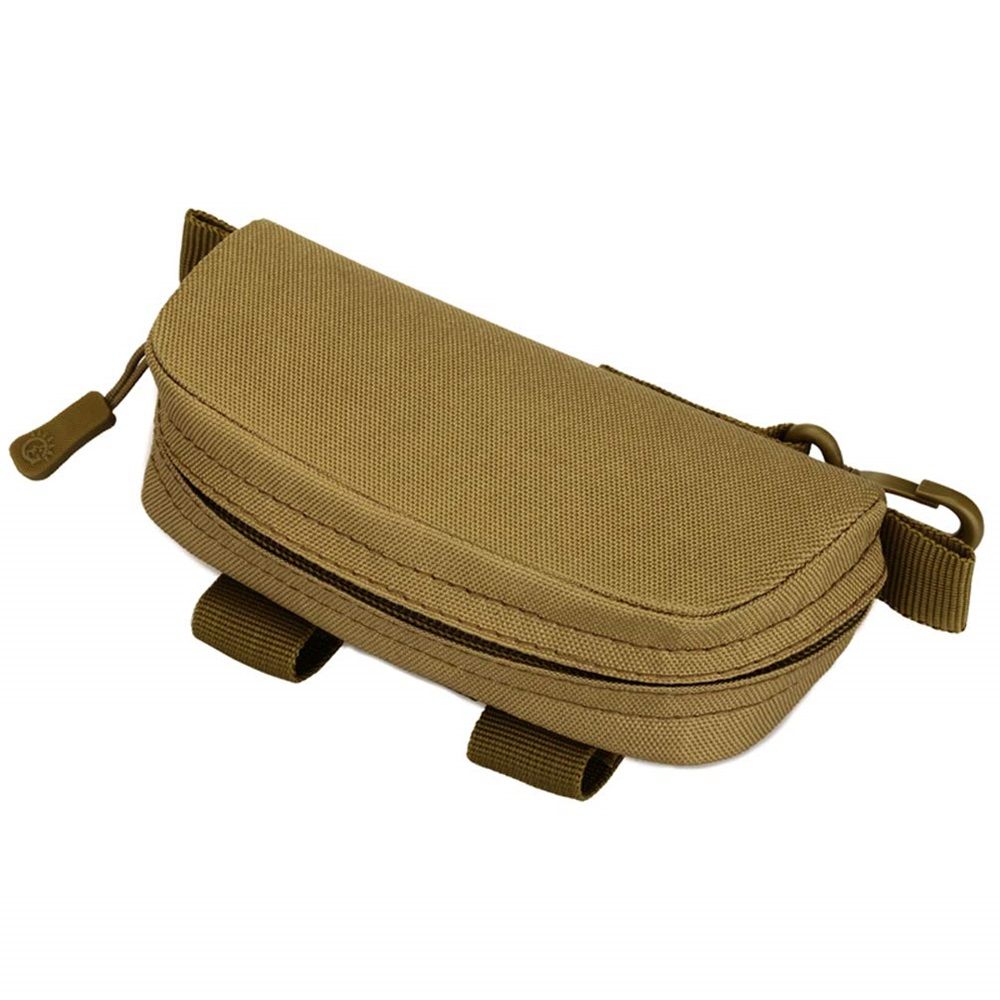 Eyeglasses Case Zipper Sunglasses Carrying Bag Nylon Men's Eyeglass Hard Box Cases with Clip,Spacious and Secure（khaki） - Image 1