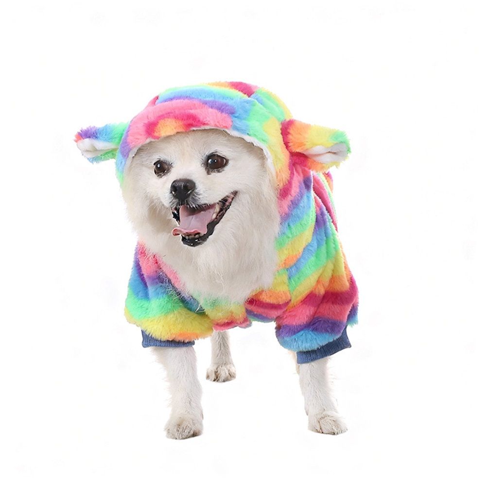 Dog Hoodie for Small to Large Dogs, Cats, Tie-dye Blue Pink Yellow Spiral Rainbow Spring Autumn Puppy Outfits Dog Cats Clothing - M - Image 2