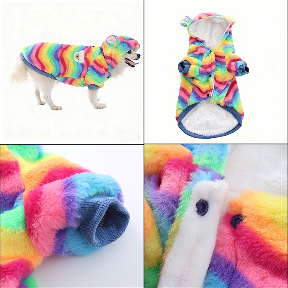 Dog Hoodie for Small to Large Dogs, Cats, Tie-dye Blue Pink Yellow Spiral Rainbow Spring Autumn Puppy Outfits Dog Cats Clothing - M - Image 3