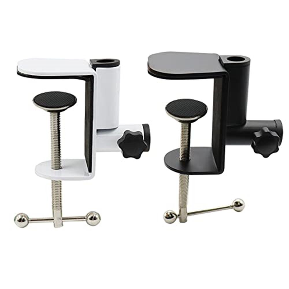 2 pack Universal Shape Table Mounting Clamp for Microphone Suspension Boom Scissor Arm Stand Holder with Adjustable Positioning Screw, Fits up to Desktop -Black - Image 1