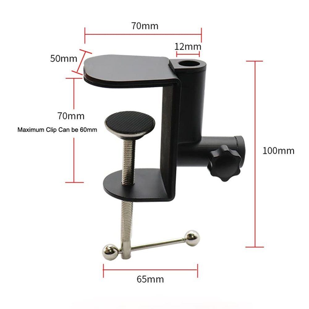 2 pack Universal Shape Table Mounting Clamp for Microphone Suspension Boom Scissor Arm Stand Holder with Adjustable Positioning Screw, Fits up to Desktop -Black - Image 2