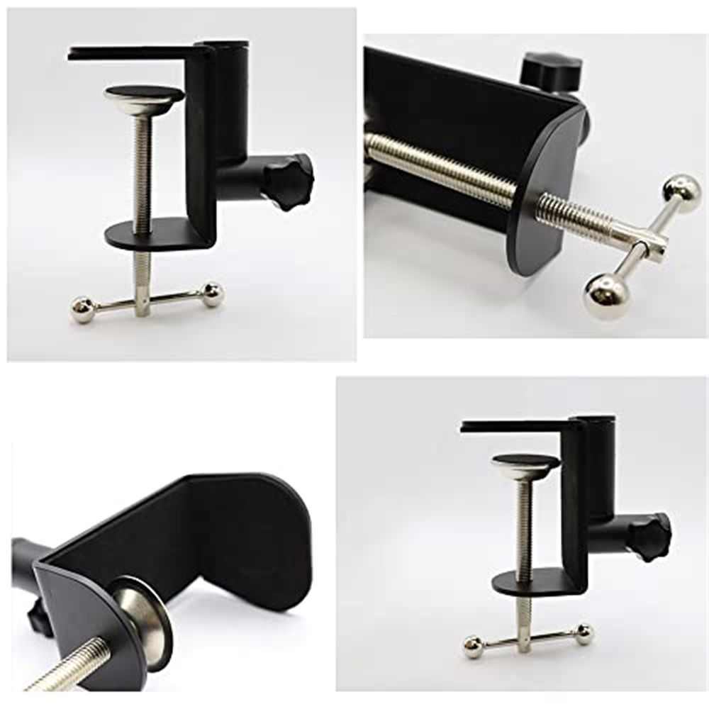 2 pack Universal Shape Table Mounting Clamp for Microphone Suspension Boom Scissor Arm Stand Holder with Adjustable Positioning Screw, Fits up to Desktop -Black - Image 3