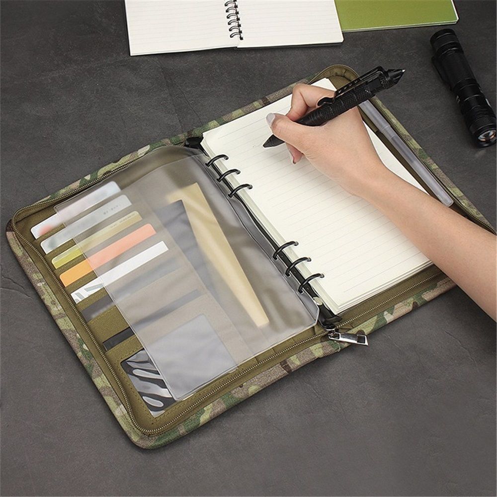 Padfolio Ring Binder of Loose-Leaf Paper, Weatherproof Notebook Cover, Notebook with Zippered for Folders, Cards Refillable Notepad(20.3*14*2.8cm, Only one laptop sleeves) - Image 4