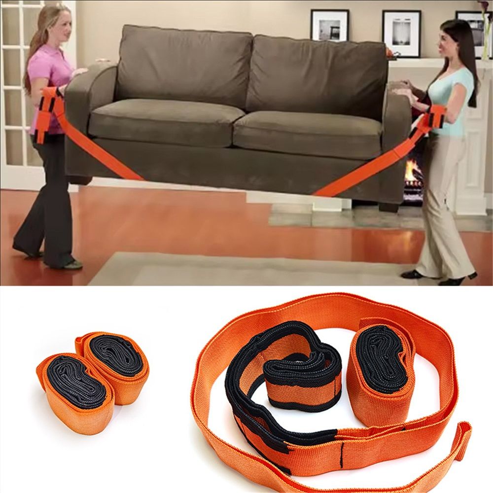 Moving Straps 2-Person Lifting and Moving System Adjustable Shoulder Lifting Carrying and Moving Straps Easily Move Lift Carry Secure Furniture Heavy Objects Orange - Image 1