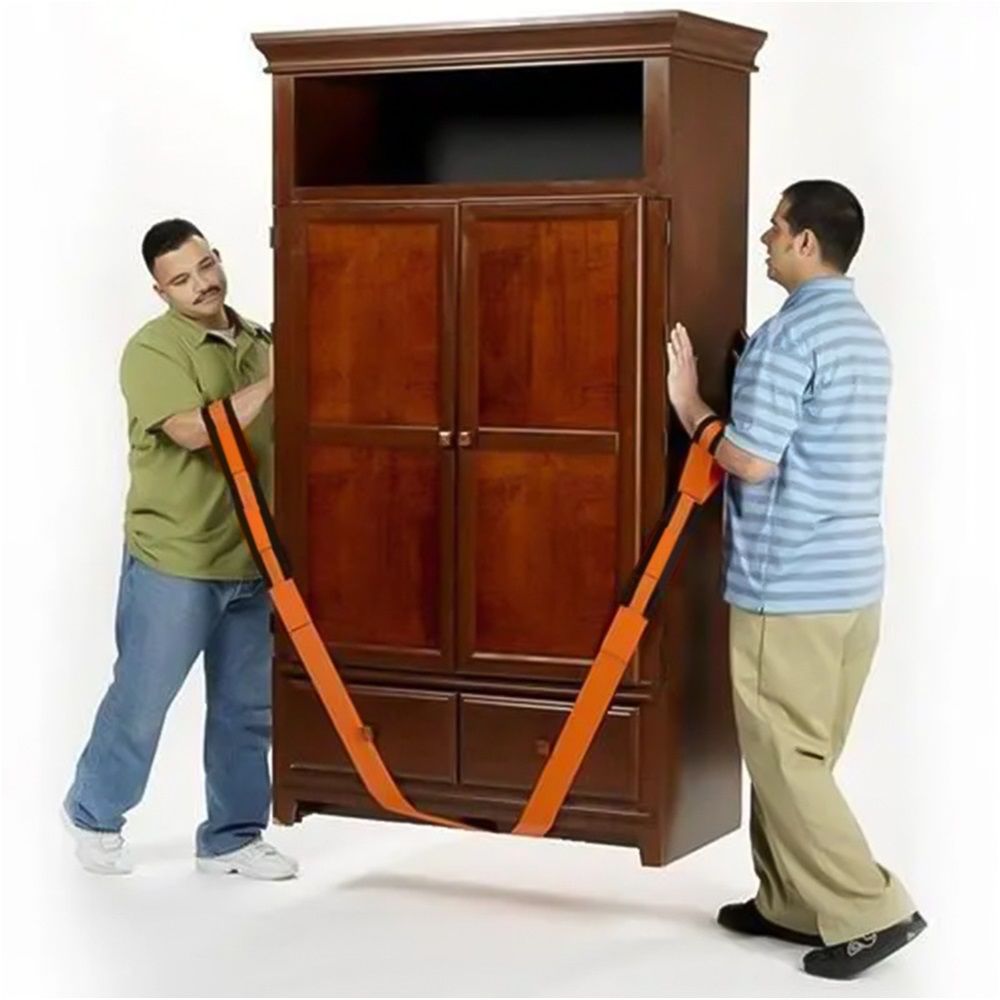 Moving Straps 2-Person Lifting and Moving System Adjustable Shoulder Lifting Carrying and Moving Straps Easily Move Lift Carry Secure Furniture Heavy Objects Orange - Image 3