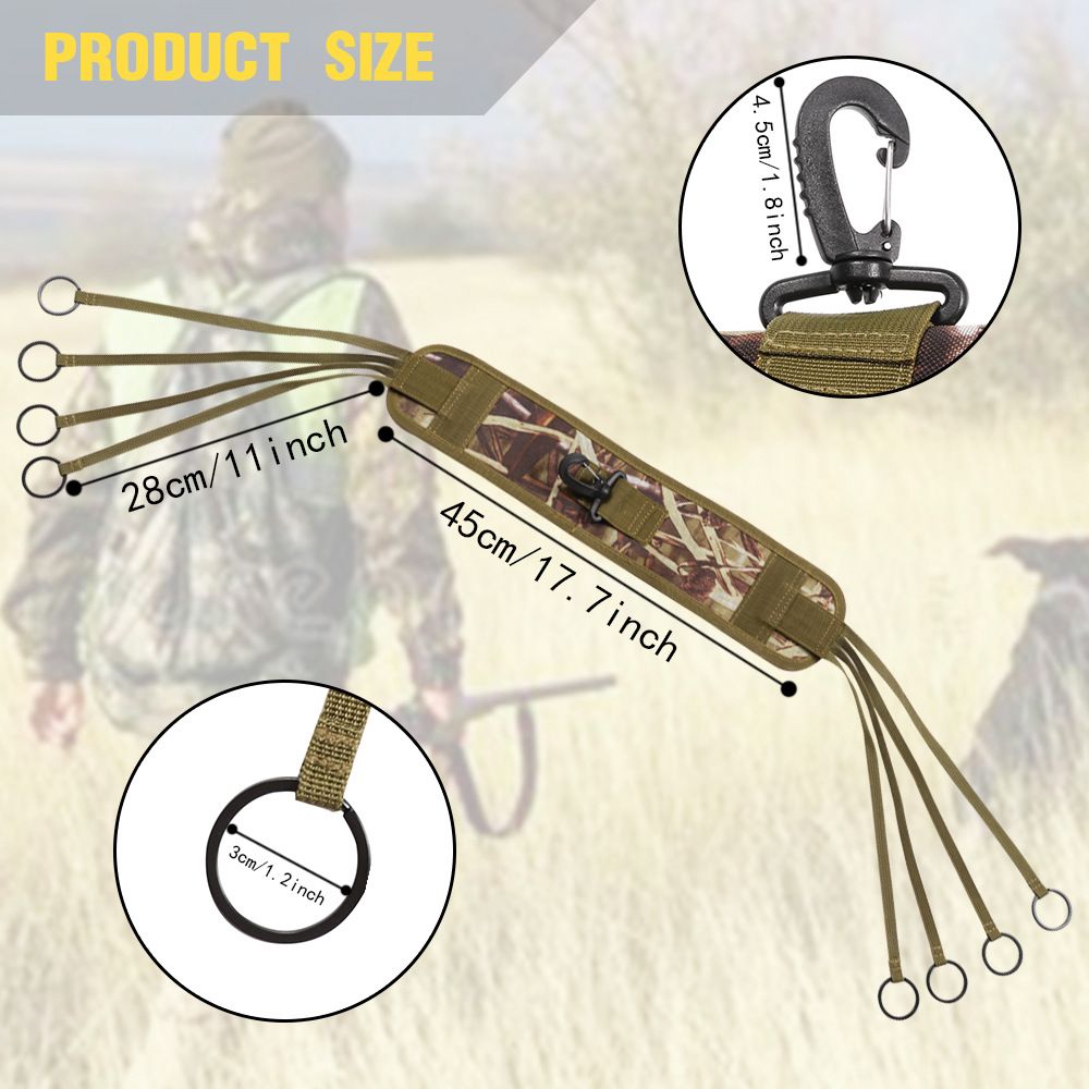 Waterfowl Non-Slip Leg Band Bird Hunting Game Strap with Leg Loop Style - Includes Heavy Duty Spring Clip and 8 Metal Cinch Rings - Image 3