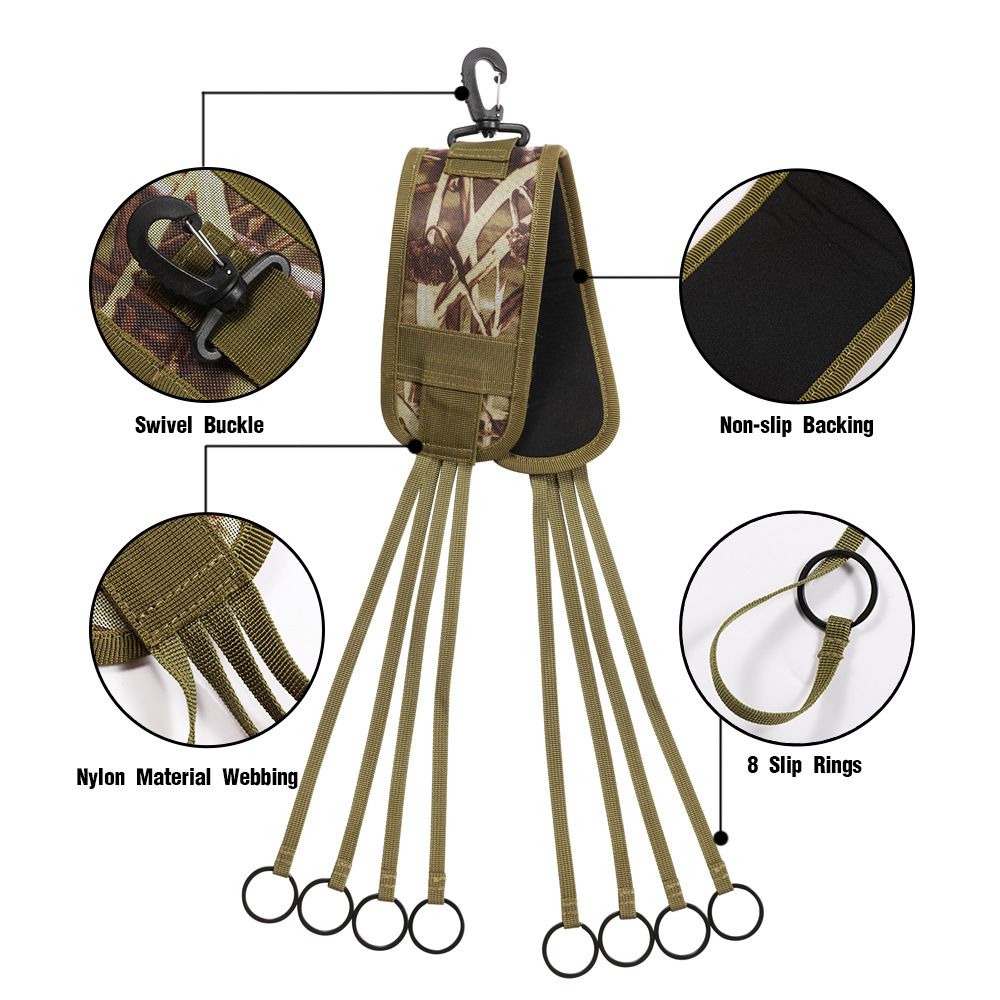 Waterfowl Non-Slip Leg Band Bird Hunting Game Strap with Leg Loop Style - Includes Heavy Duty Spring Clip and 8 Metal Cinch Rings - Image 4