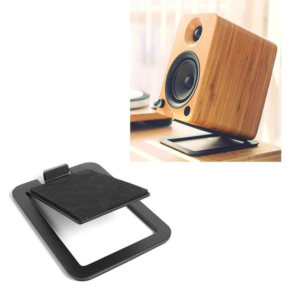 Tilted Desktop Speaker Stands for Medium Bookshelf Speakers & Mid-Studio Monitors |  Damping Foam Padding | Pair | Black - Image 2