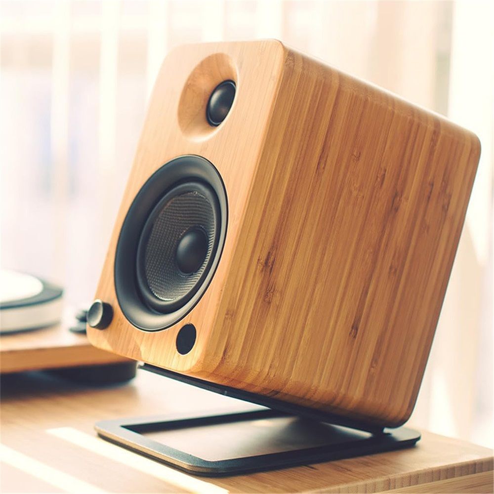 Tilted Desktop Speaker Stands for Medium Bookshelf Speakers & Mid-Studio Monitors |  Damping Foam Padding | Pair | Black - Image 5