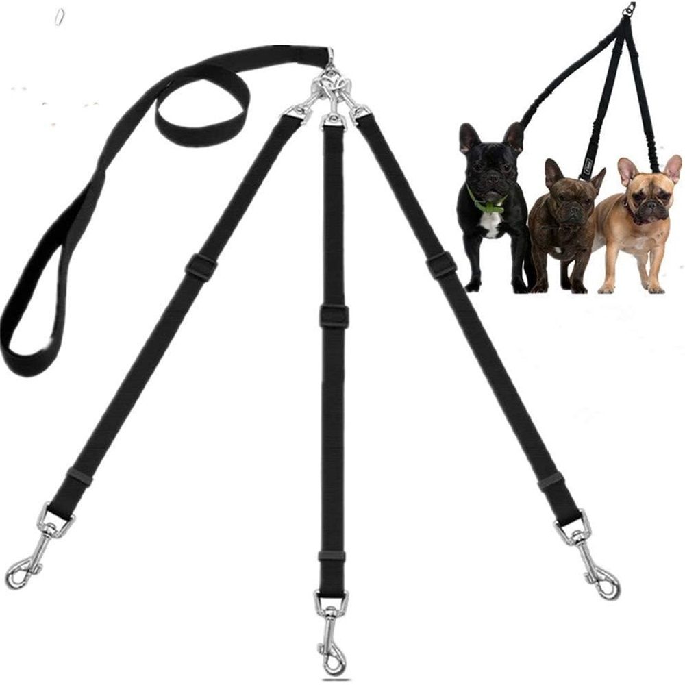 Nylon Weave Three Heads One Drag Three Dog Leash Square Round Rope Pet Traction Belt Dog Chain Strong Safety Lead - Image 1