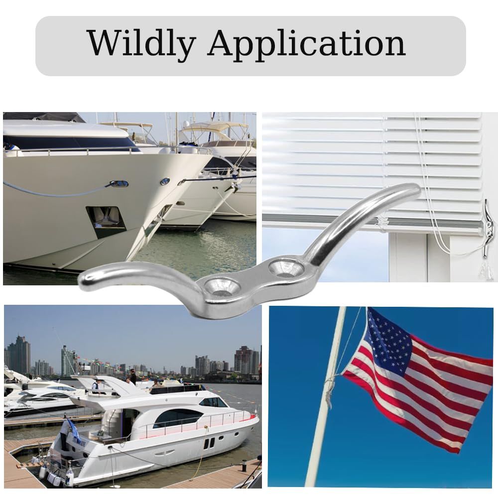 Boat Cleat, 2 1/2 in  6 inch Dock Cleat 316 Stainless Steel Marine Grade, Rope Cleat -Include Mounting Screws - Image 4