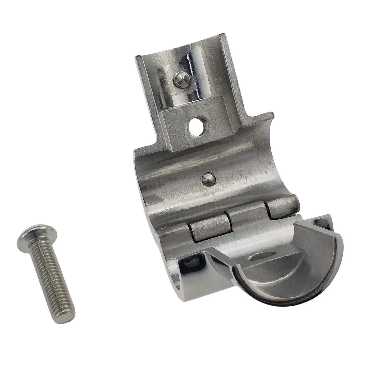 Heavy Duty Boat Hand Rail Fitting- Polished 90 Degree T/Tee Hinged/Split Fitting 1