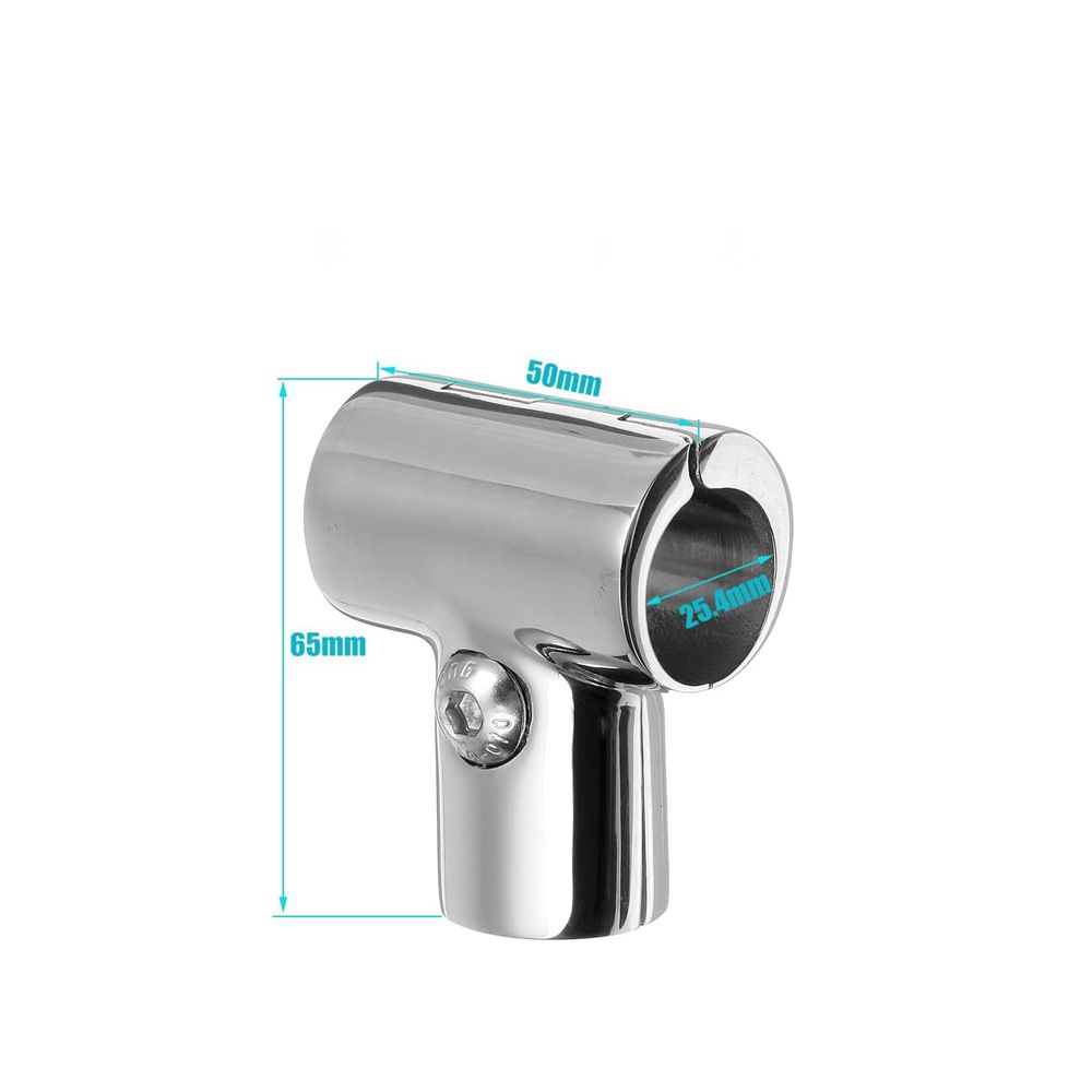 Heavy Duty Boat Hand Rail Fitting- Polished 90 Degree T/Tee Hinged/Split Fitting 1
