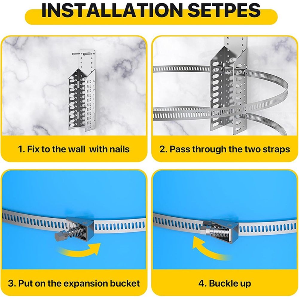 Universal Expansion Tank Water Heater Wall Mounting Bracket, Stainless Steel Diameter Pole Holder Brackets, Water Heater Earthquake Straps for Nitrogen Tank,Propane Tank - Image 3