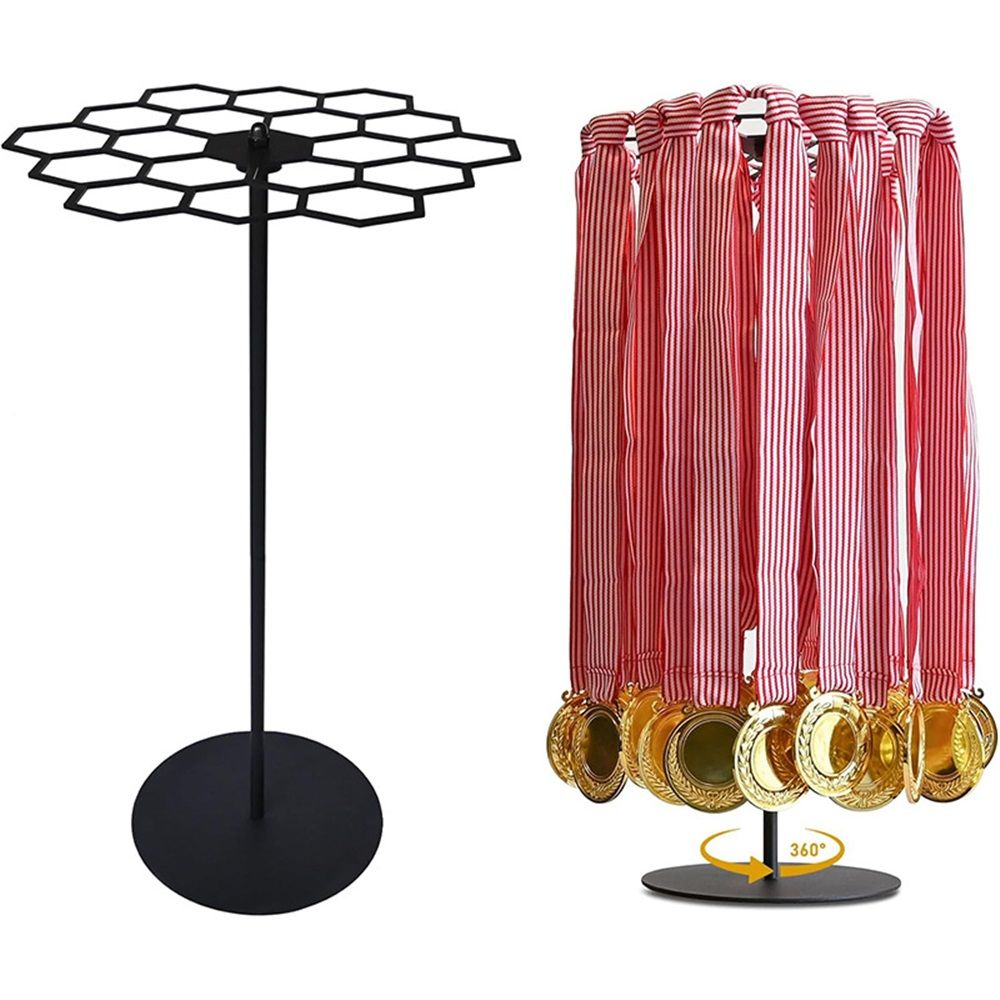 Rotatable Medal Hangers Display, Tabletop Medal Holder Rack Over 45+ Medals Capacity, Ideal for Sports Marathon Races Runners, Cheer, Gymnastics, Soccer, Softball - Easy Hanging Metal - Image 1