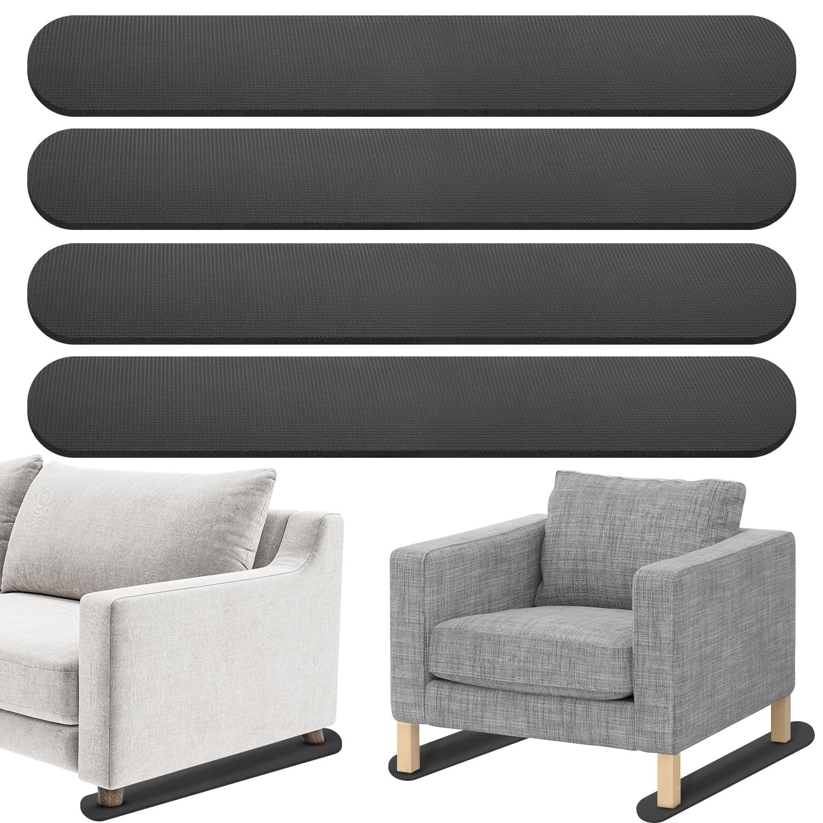 4 Pack Non-Slip Furniture Rail Pads for Recliners,Sofa,couches.Rubber Recliner Chair Floor Protectors,Pads to Keep Furniture from Sliding for Hardwood, Carpet, Marble Floor. 30''x4.5'' - Image 1