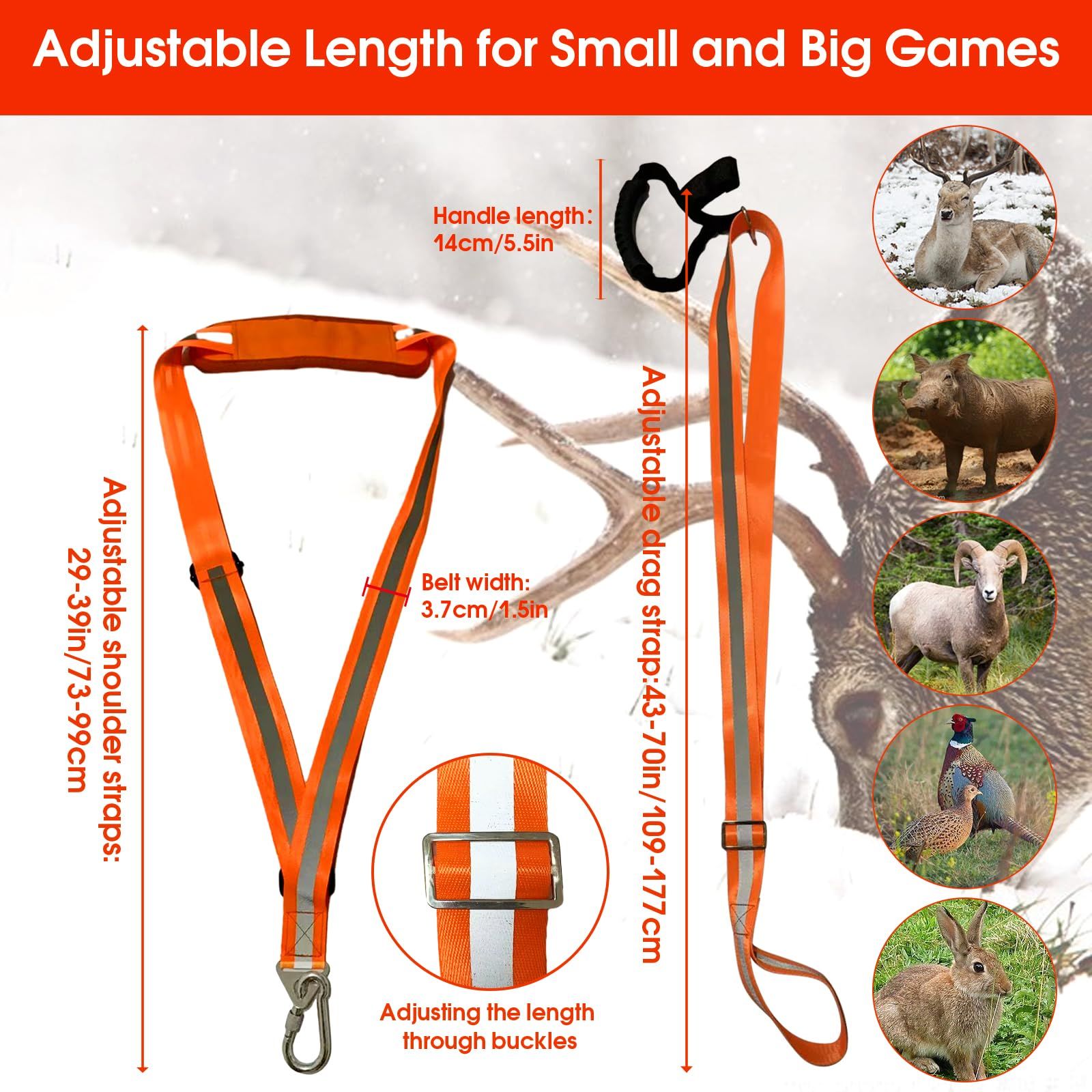 Deer Drag Strap and Harness Heavy Duty Safety Deer Dragging Rope Hunting Accessories for Hunters - Image 2