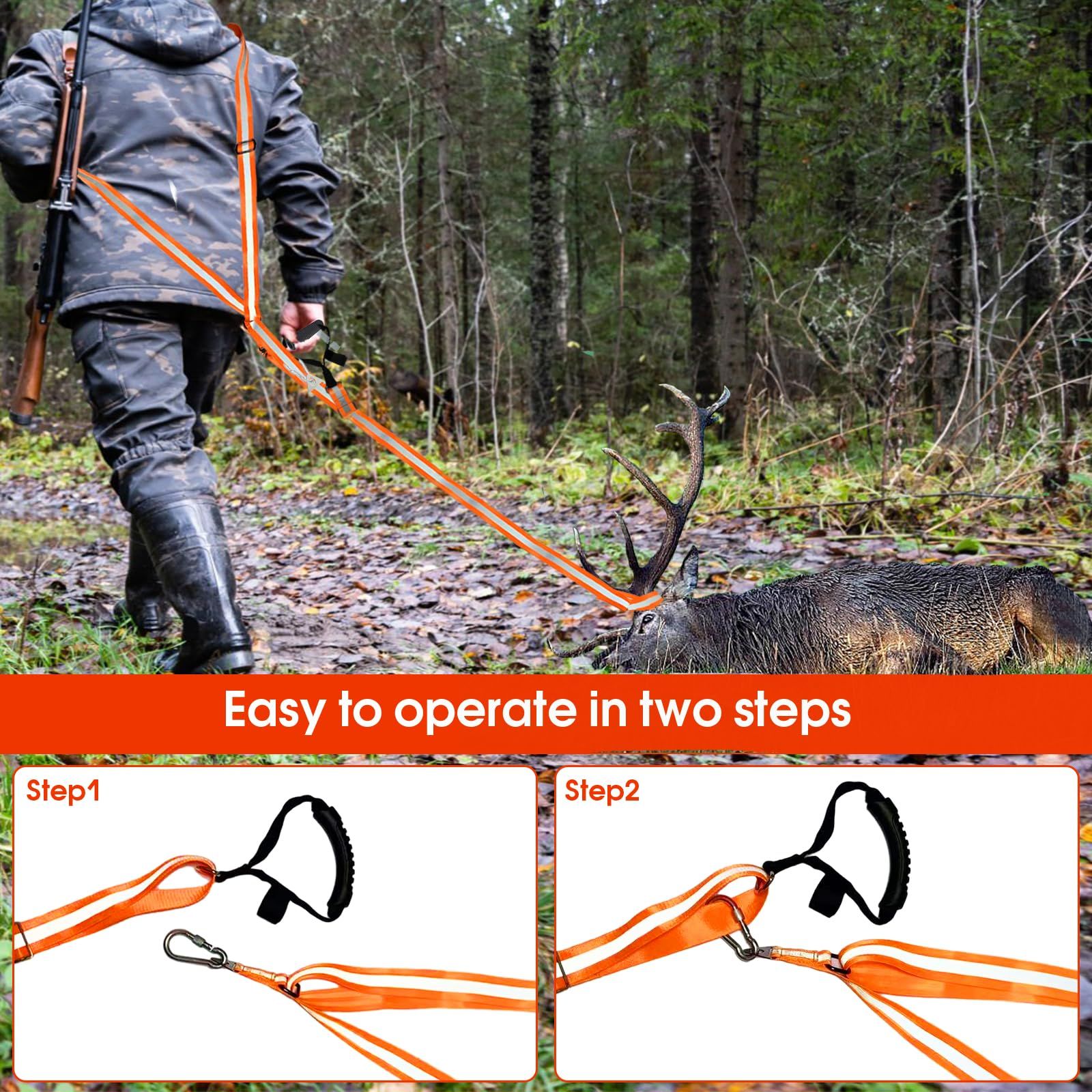 Deer Drag Strap and Harness Heavy Duty Safety Deer Dragging Rope Hunting Accessories for Hunters - Image 4