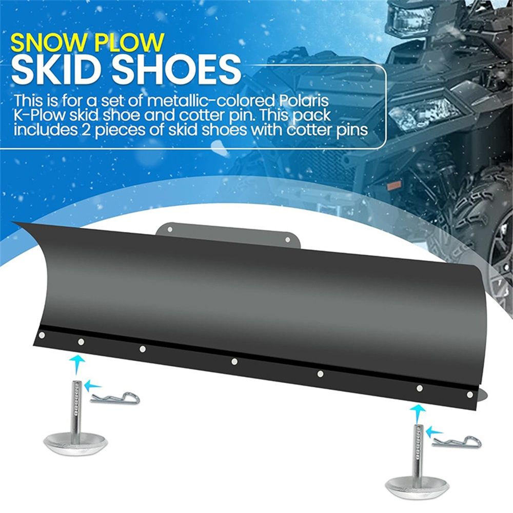(2-Pack) Replacement Snow Plow Skid Shoes - Replaces Part ATV UTV Hardened Steel Snow Plow Non-Slip Base - with Quick-Release Cotter Pins - Image 4