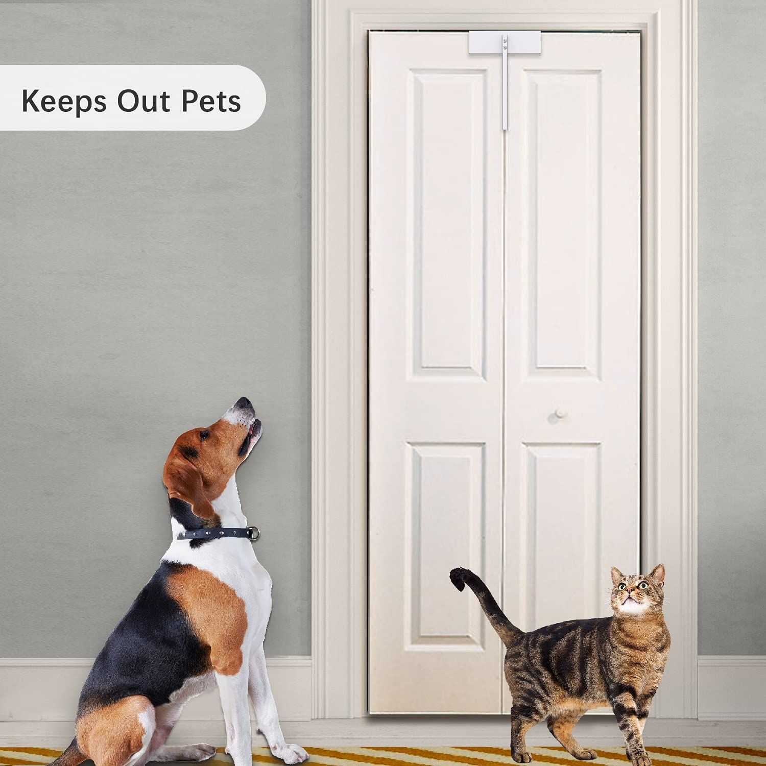 Metal Bifold Door Lock - Double Door Locks Keep Cats&Dogs Out of Closets, Cabinets, Pantry - No Need Install (2PC) - Image 4