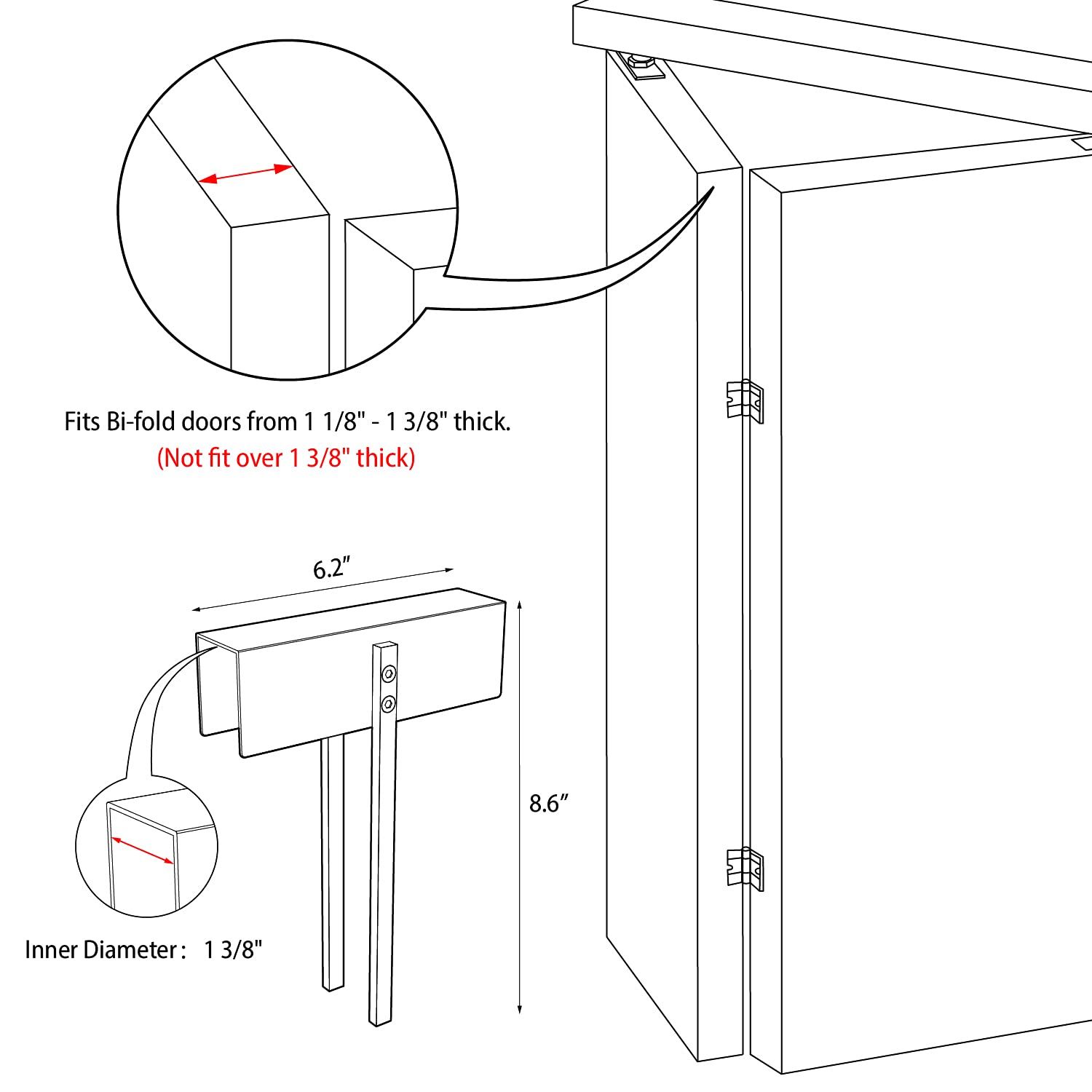 Metal Bifold Door Lock - Double Door Locks Keep Cats&Dogs Out of Closets, Cabinets, Pantry - No Need Install (2PC) - Image 5