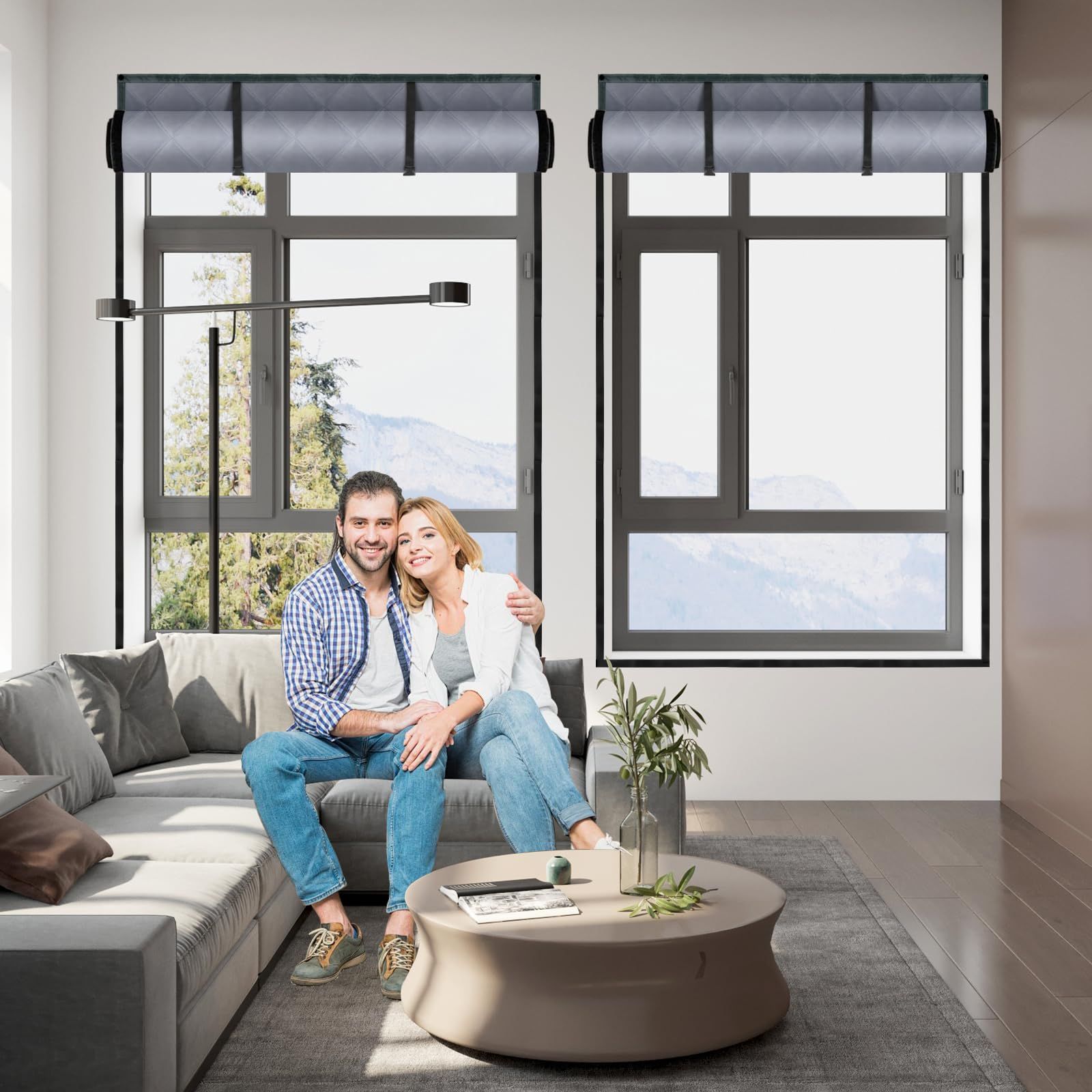 3 Layer 30*56 Inches Winter Insulated Window Curtain-Oxford Thermal Insulated Window Blanket with Fastener-Gray Window Insulation Kit for Winter Keeping Warm - Image 5