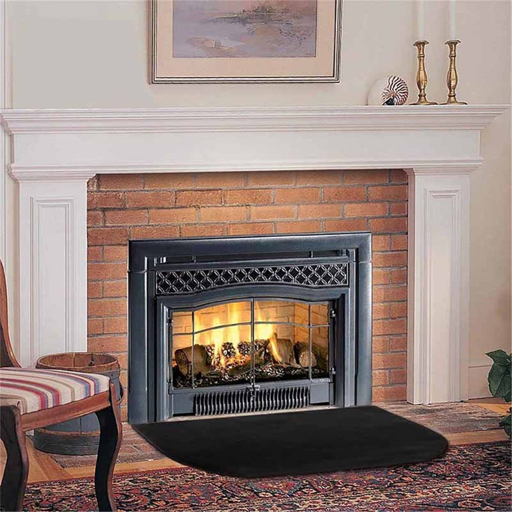 Fireproof Fireplace Mat & Hearth Rug 19.7*39.4Inch Half Round Hearth Stove Rug Protects Floors, Decks and Patios from Sparks Embers, Black - Image 4