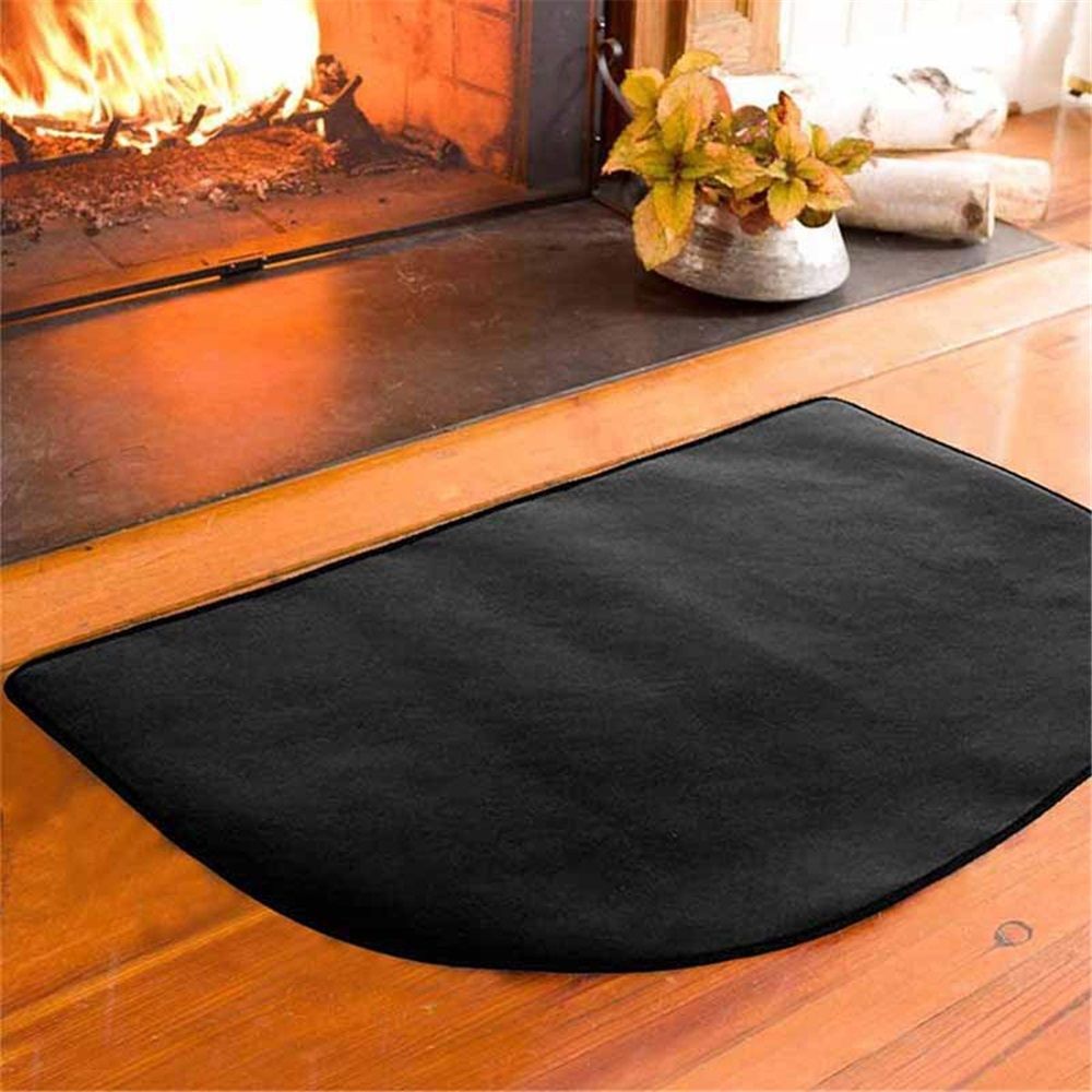 Fireproof Fireplace Mat & Hearth Rug 19.7*39.4Inch Half Round Hearth Stove Rug Protects Floors, Decks and Patios from Sparks Embers, Black - Image 5