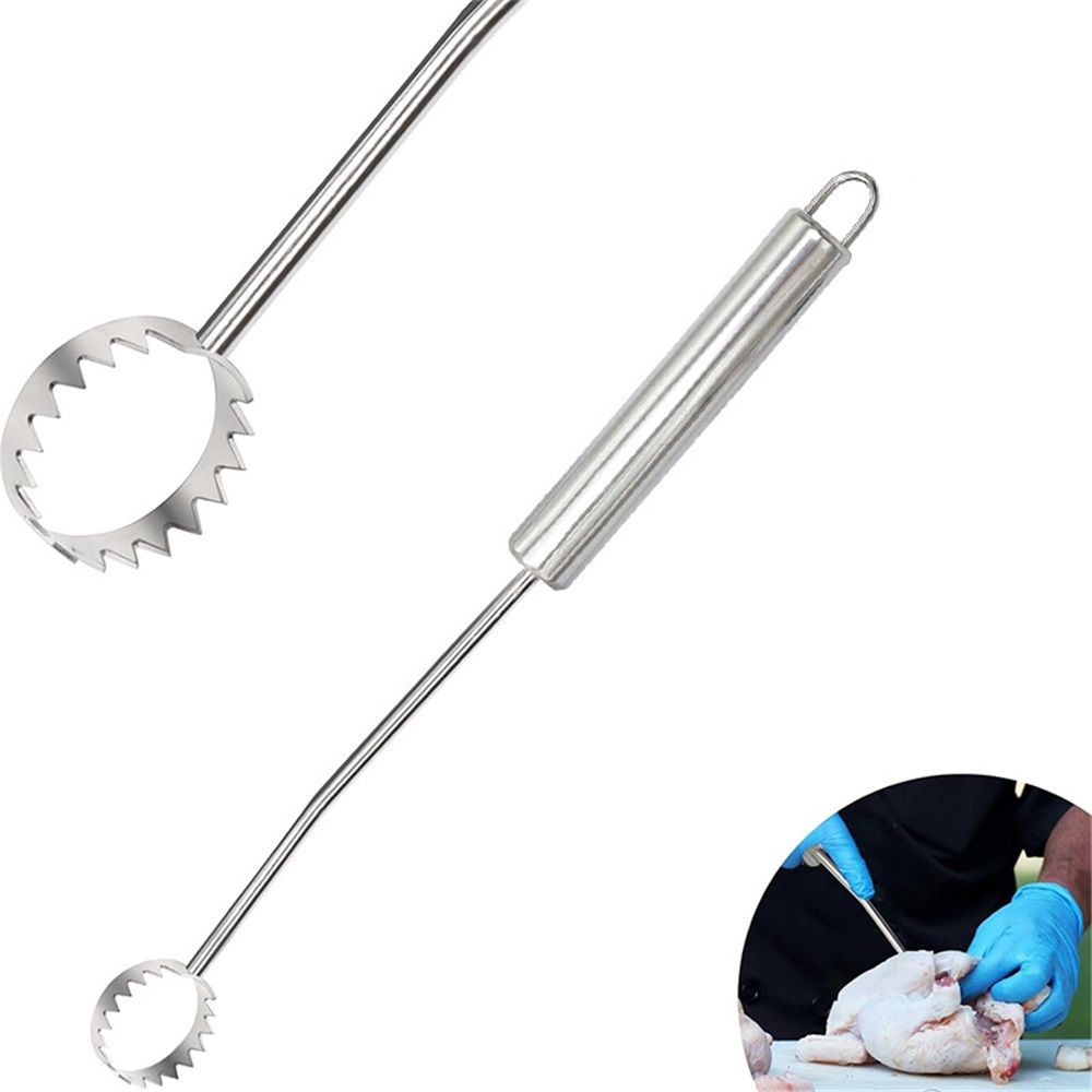Stainless Steel Lung Remover, Textured Handle, Angled Head, Easy Clean Materials,Lung Scraper of Chicken Processing Equipment, Easily Removes Poultry Lungs,  Handle, Chicken - Image 2