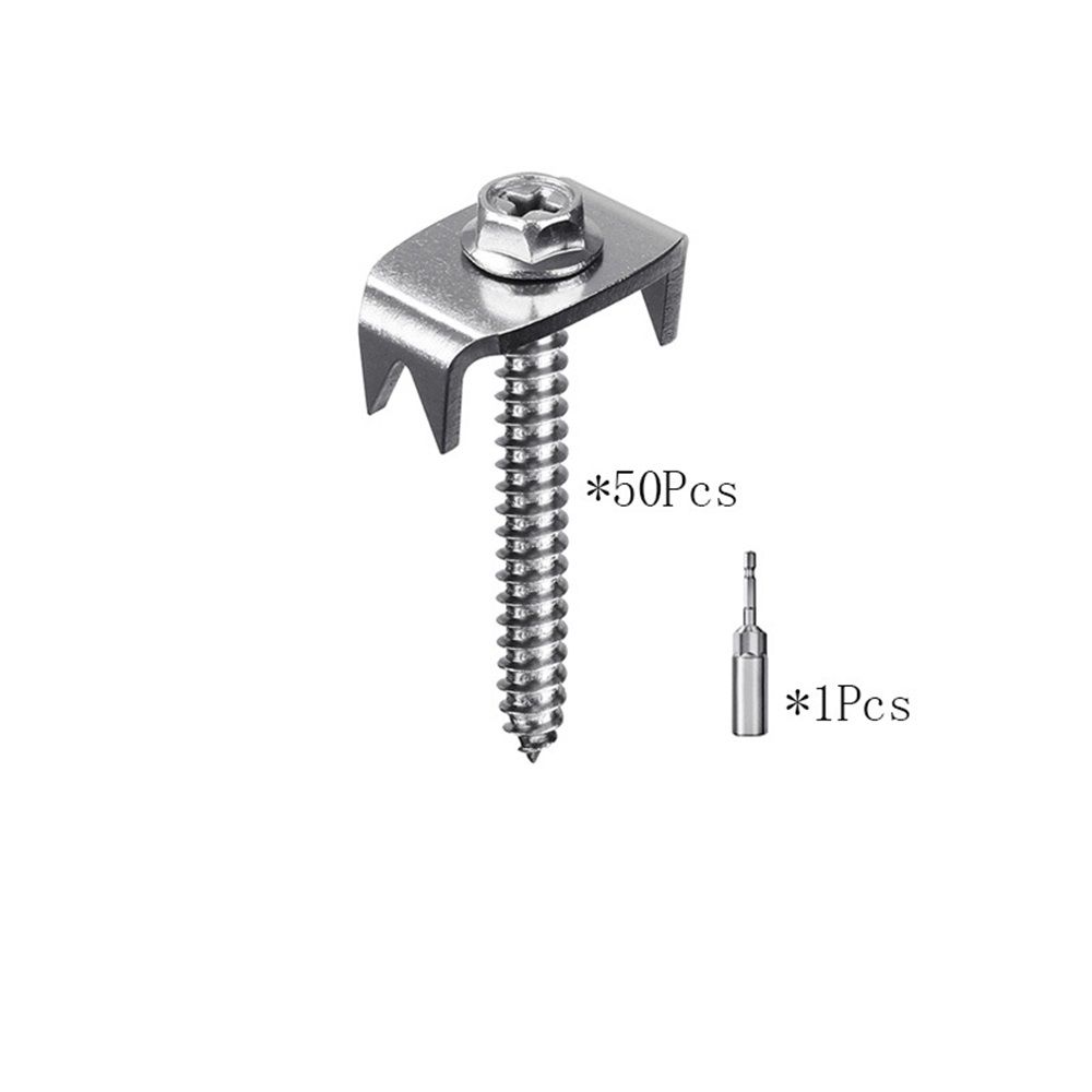 Fence Staples, 304 Stainless Steel Fence Nails for Softwood, Reusable Wire Fence Staples Screws for Mesh and Woven Fencing, 50pcs Fence Fasteners with Wire Fixer Hold Wire Firmly - Image 1