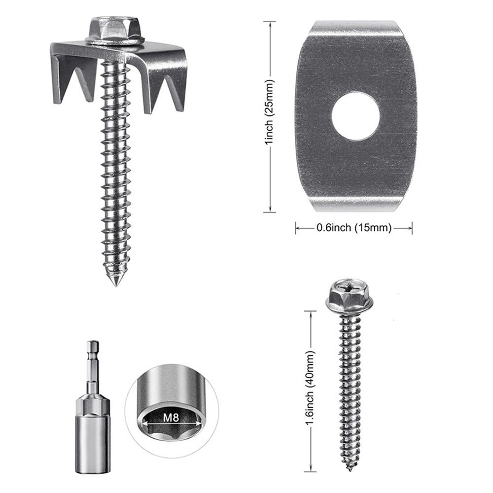 Fence Staples, 304 Stainless Steel Fence Nails for Softwood, Reusable Wire Fence Staples Screws for Mesh and Woven Fencing, 50pcs Fence Fasteners with Wire Fixer Hold Wire Firmly - Image 3