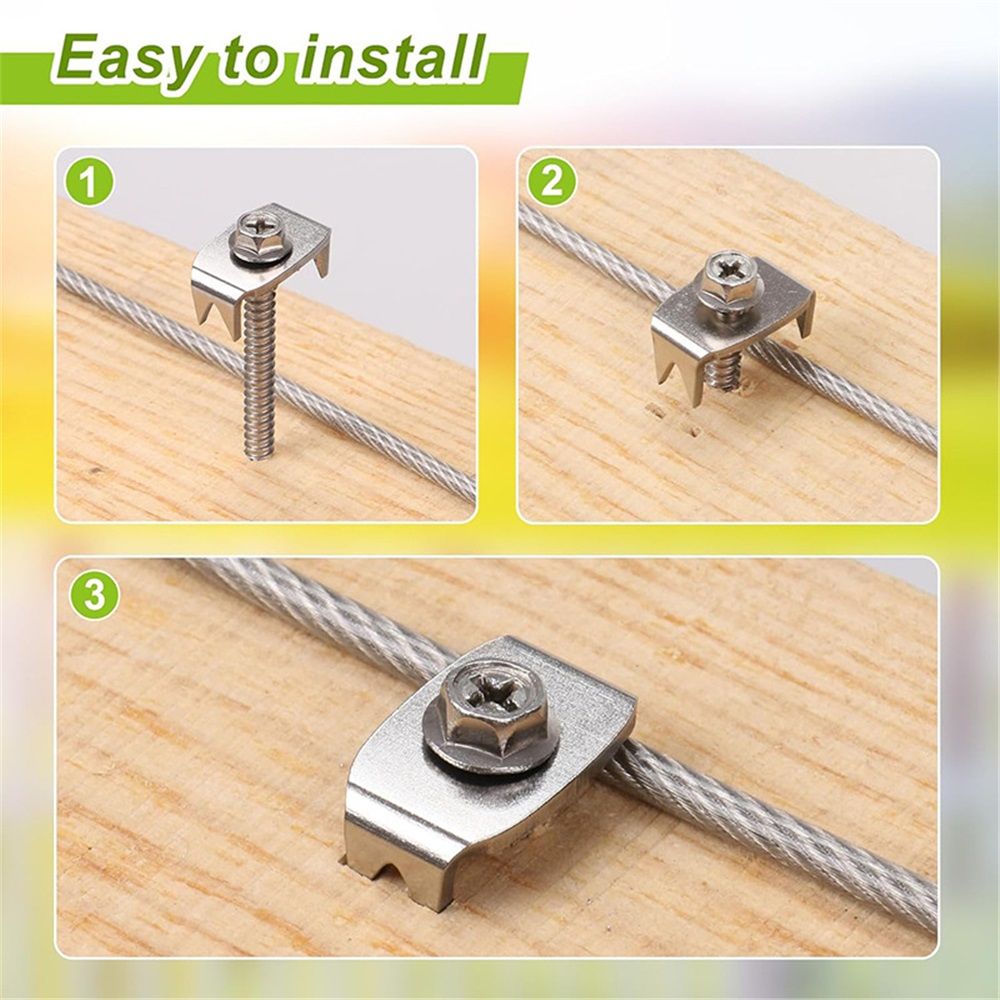 Fence Staples, 304 Stainless Steel Fence Nails for Softwood, Reusable Wire Fence Staples Screws for Mesh and Woven Fencing, 50pcs Fence Fasteners with Wire Fixer Hold Wire Firmly - Image 4